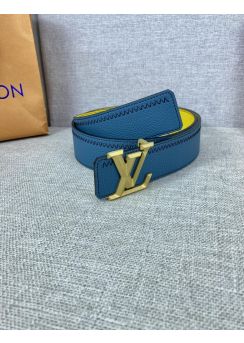 Louis Vuitton LV Initiales Color Blocks Calf Leather Belt Blue Yellow Color