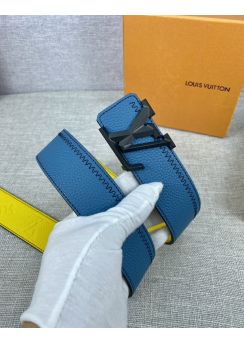 Louis Vuitton LV Initiales Color Blocks Calf Leather Belt Color Blue Yellow