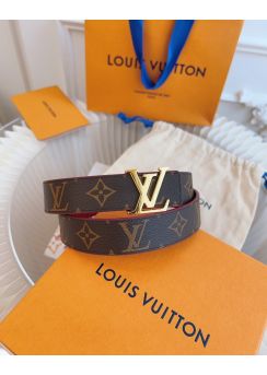 Louis Vuitton LV Initiales Fuchsia Leather and Monogram Canvas Belt 30MM