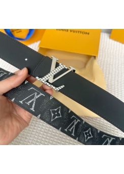 Louis Vuitton LV Initiales Infinity Dots Leather Belt Black 40MM
