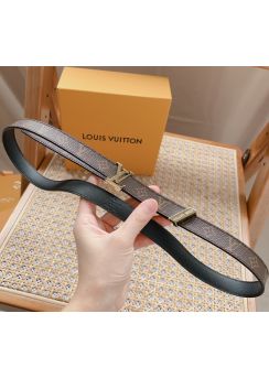 Louis Vuitton LV Initiales Monogram Canvas Black Leather Belt 20MM