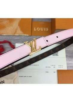 Louis Vuitton LV Initiales Pink Leather and Monogram Canvas Belt 20MM