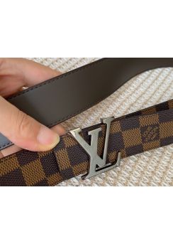 Louis Vuitton LV Initiales Reversible Brown Damier Canvas and Leather 35MM Belt 