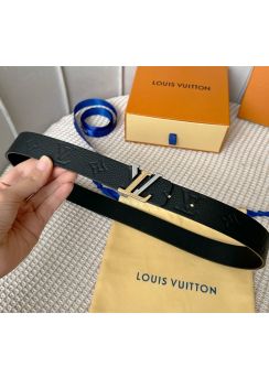 Louis Vuitton LV Initials Black Monogram Calf Leather Belt