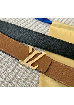 Louis Vuitton LV Initials Brown Black Monogram Calf Leather Belt