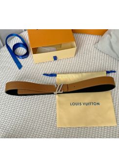 Louis Vuitton LV Initials Brown Black Monogram Calfskin Leather Belt
