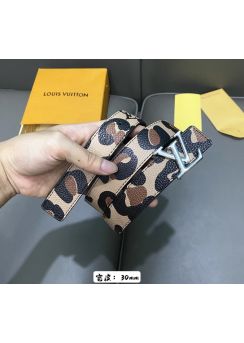 Louis Vuitton LV Initials Reversible Belt Beige Black Leather 30MM 
