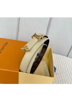 Louis Vuitton LV Pretty Cream Leather Monogram Canvas Belt