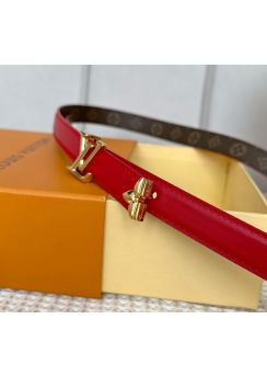 Louis Vuitton LV Pretty Red Leather Monogram Canvas Belt