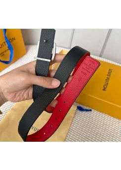 Louis Vuitton LV Square Red Leather Belt 30MM