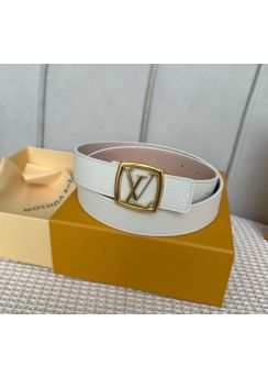 Louis Vuitton LV Square White Leather Belt 30MM