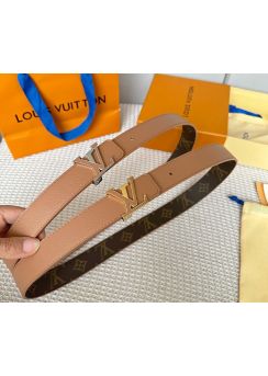 Louis Vuitton LV Stone Monogram Canvas and Brown Leather Belt 30MM