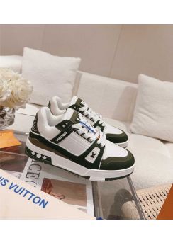 Louis Vuitton LV Trainer Leather Low Top Sneakers White Green 35To40To45