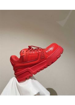 Louis Vuitton LV Trainer Maxi Sneaker Red Leather and Canvas 35To40To45