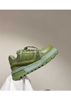 Louis Vuitton LV Trainer Maxi Sneaker Green Leather and Canvas 35To40To45