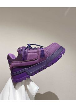 Louis Vuitton LV Trainer Maxi Sneaker Purple Leather and Canvas 35To40To45
