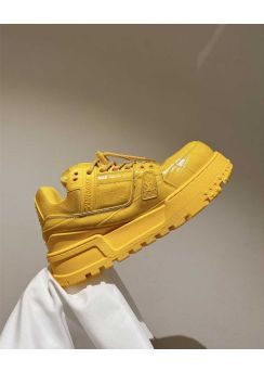Louis Vuitton LV Trainer Maxi Sneaker Yellow Leather and Canvas 35To40To45