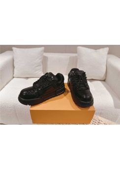 Louis Vuitton LV Trainer Sneaker Black Croc Embossed Leather 35To40To45