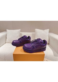 Louis Vuitton LV Trainer Sneaker Purple Croc Embossed Leather 35To40To45