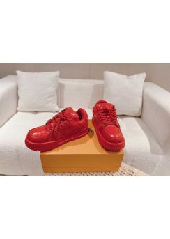 Louis Vuitton LV Trainer Sneaker Red Croc Embossed Leather 35To40To45