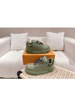 Louis Vuitton LV Trainer Sneaker Green Croc Embossed Leather 35To40To45