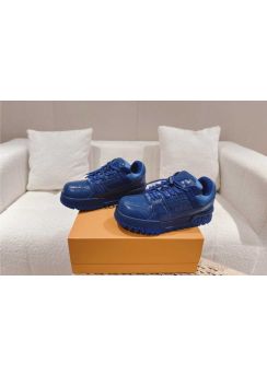 Louis Vuitton LV Trainer Sneaker Blue Croc Embossed Leather 35To40To45