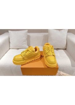 Louis Vuitton LV Trainer Sneaker Yellow Croc Embossed Leather 35To40To45