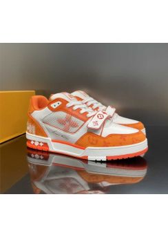 Louis Vuitton LV Trainer Sneaker Orange Monogram Denim 35To40To45