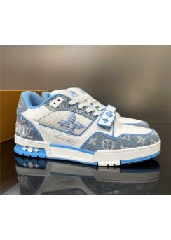 Louis Vuitton LV Trainer Sneaker Blue Monogram Denim 35To40To45