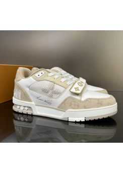 Louis Vuitton LV Trainer Sneaker Beige Monogram Denim 35To40To45