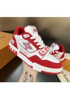 Louis Vuitton LV Trainer Sneaker Red Monogram Denim 35To40To45