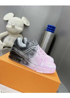 Louis Vuitton LV Trainer Gray Pink Leather Sneakers 35To40To46