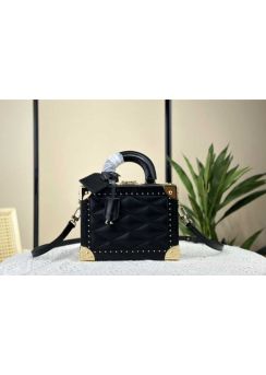 Louis Vuitton Petite Valise Malletage Leather Box Bag Black M20469