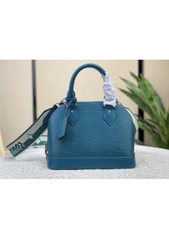 Louis Vuitton Alma BB Tote Shoulder Crossbody Bag Bluish Green Epi Leather M20609