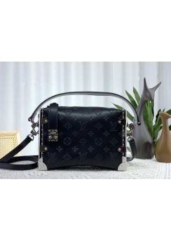 Louis Vuitton Side Trunk Top Handle Shoulder Bag Black Monogram Leather M21477