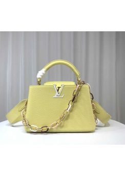 Louis Vuitton Capucines BB Handbag with Detachable Chain Yellow Leather M21643 