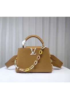 Louis Vuitton Capucines BB Handbag with Detachable Chain Brown Leather M21643 