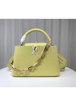 Louis Vuitton Capucines PM Handbag with Detachable Chain Yellow Leather M21652 