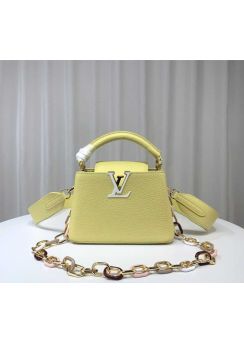 Louis Vuitton Capucines Mini Handbag with Detachable Chain Yellow Leather M21798 