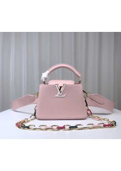 Louis Vuitton Capucines Mini Handbag with Detachable Chain Pink Leather M21798 