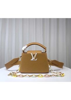 Louis Vuitton Capucines Mini Handbag with Detachable Chain Brown Leather M21798 
