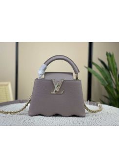 Louis Vuitton Capucines Mini Leather Bag with Wavy Base Gray M22121
