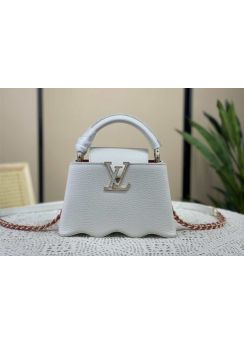 Louis Vuitton Capucines Mini Leather Bag with Wavy Base White M22121 