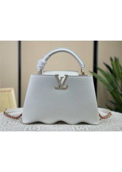Louis Vuitton Capucines BB Leather Bag with Wavy Base White M22121