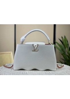 Louis Vuitton Capucines PM Leather Bag with Wavy Base White M22121 