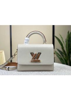 Louis Vuitton Twist MM Epi Leather Shoulder Bag with Top Handle Off White M22236