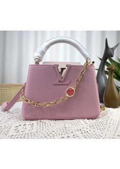 Louis Vuitton Capucines Mini Tote Shoulder Bag Pink Leather m22375 