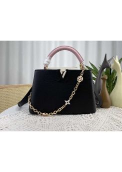 Louis Vuitton Capucines BB Tote Shoulder Bag Black Leather m22375 
