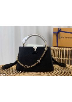 Louis Vuitton Capucines BB Tote Shoulder Black Leather Bag m22375 