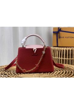 Louis Vuitton Capucines BB Tote Shoulder Bag Red Leather m22375 
